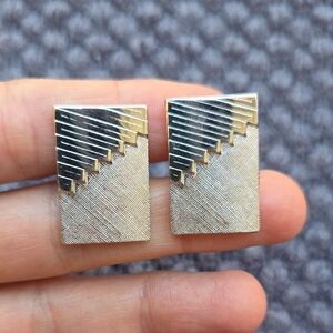 Geometric Silver Tone Cuff Links